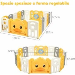 Box Recinto Per Bambini Da Giocare, Pieghevole Con 16 Pannelli, Con Porta E Giochi Multipli (160 X 207 X 67 Cm) 11 Box Recinto Per Bambini Da Giocare, Pieghevole Con 16 Pannelli, Con Porta E Giochi Multipli (160 X 207 X 67 Cm) -Armonia Decor 31529692 5