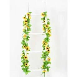 Ghirlanda Di Girasole Artificiale 4 Pezzi, Vite Di Girasole Di Seta, Fiori Artificiali Con Foglie Verdi, Decorazione Della Tavola Di Nozze -Armonia Decor 31782015 5