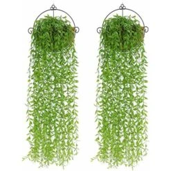 2pcs Pianta Artificiale Appesa, 95 Cm Piante Artificiali Edera Foglie Di Salice Piante Di Plastica, Matrimonio Giardino Appeso Pianta Di Vite Decorazione -A