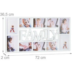 Relaxdays Cornice 10 Foto Family, Portafoto Multiplo Da Parete, HLP: 36,5 X 72 X 2 Cm, Decorazione Salotto, Bianco -Armonia Decor 31792811 3