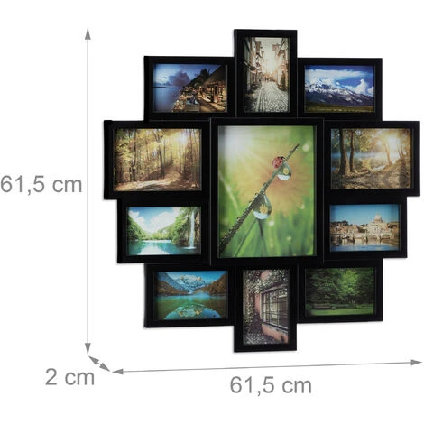 Relaxdays Cornice Per 11 Foto, Porta-fotografie Multiplo, Collage Multifoto Da Appendere, A Più Foto, Nero 5 Relaxdays Cornice Per 11 Foto, Porta-fotografie Multiplo, Collage Multifoto Da Appendere, A Più Foto, Nero - immagine 3