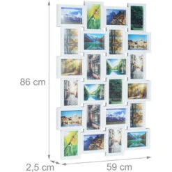 Relaxdays Cornice Portafoto Multipla, 24 Fotografie Da Parete HxL 59 X 68, Verticale & Orizzontale, Porta-Foto, Bianco -Armonia Decor 31793113 4