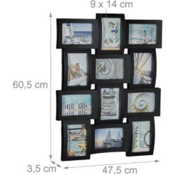 Relaxdays Portafoto Multiplo, Porta Fotografie, Collage Di 12 Foto, HLP: 60,5 X 47,5 X 3,5 Cm, Nero -Armonia Decor 31793414 3