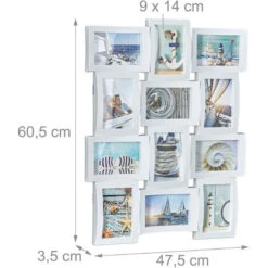 Relaxdays Portafoto Multiplo, Porta Fotografie, Collage Di 12 Foto, HLP: 60,5 X 47,5 X 3,5 Cm, Bianco 9 Relaxdays Portafoto Multiplo, Porta Fotografie, Collage Di 12 Foto, HLP: 60,5 X 47,5 X 3,5 Cm, Bianco -Armonia Decor 31793419 3