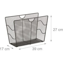 Relaxdays Portariviste Mesh Cesto Portadepliant Da Terra Metallo Portagiornali HLP HBT 27 X 39 X 17 Cm, Nero -Armonia Decor 31793636 3