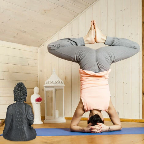 Relaxdays Statua Zen Del Buddha Seduto XL, 40 Cm, Feng Shui, Per Esterni, Da Giardino, Decorativa, Grigio Scuro 5 Relaxdays Statua Zen Del Buddha Seduto XL, 40 Cm, Feng Shui, Per Esterni, Da Giardino, Decorativa, Grigio Scuro - immagine 3