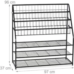 Relaxdays Porta Riviste Da Terra In Metallo, 96x97x37 Cm, Espositore Porta Giornali Per Salotto, Portariviste, In Nero -Armonia Decor 31825865 4