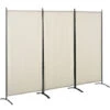 HOMCOM Paravento A 3 Pannelli Pieghevole, Frangivista Divisorio Per Ambienti In Metallo E Poliestere 253x50x182cm Beige -Armonia Decor 31870077 1
