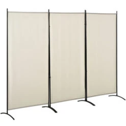 HOMCOM Paravento A 3 Pannelli Pieghevole, Frangivista Divisorio Per Ambienti In Metallo E Poliestere 253x50x182cm Beige