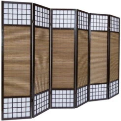 Paravento Giapponese In Legno Bambù Di 6 Pannelli -Armonia Decor 31902290 3
