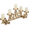 Relaxdays Portacandele Antico, A 5 Bracci, Candelabro, Shabby Chic, In Ghisa, Vintage, HxLxP: 20 X 59 X 9,5 Cm, Oro -Armonia Decor 32041099 1