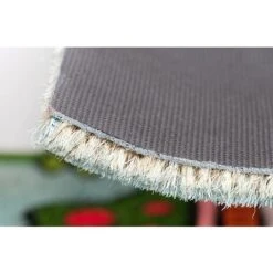 Baroni Home Zerbino Da Esterno In Cocco Con Base In PVC Dipinto A Mano Raffigurante 70X40X2 Cm. Facile Da Pulire E Ultraresistente Ramo Fiori Rosa E Blu Scritta Benvenuti -Armonia Decor 32913985 5