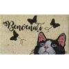 Baroni Home Zerbino Da Esterno In Cocco Con Base In PVC Dipinto A Mano Raffigurante 70X40X2 Cm. Facile Da Pulire E Ultraresistente Gatto E Farfalle Con Scritta Benvenuti -Armonia Decor 32914015 1