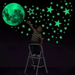 435 Dots Moon And Stars Glow In The Dark Glowing Fluorescent Wall Stickers Adesivo A Soffitto Per Baby Nursery Decor