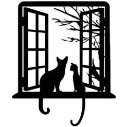 Decorazione In Metallo Gatto - Animali - Wall Art, Muro - Nero In Metallo, 45 X 0,15 X 55 Cm