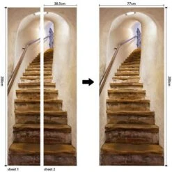 Pegatinas De Puerta LITZEE, Decoración De Dormitorio Interior 3D, Pegatina De Pared Vintage, Póster De Baño Para Adultos Y Niños, 77 * 200Cm -Armonia Decor 33294264 4