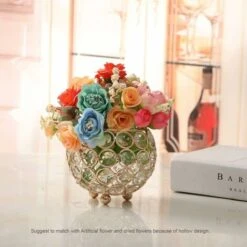 Portacandele In Cristallo Dorato Portacandele In Oro Per Decorazioni Natalizie Centrotavola Regalo Di Compleanno Per Donna, Diametro 10 Cm, Adatto A Candele Tealight, Confezione Regalo -Armonia Decor 33294508 3