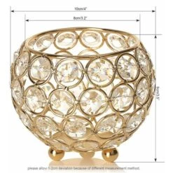 Portacandele In Cristallo Dorato Portacandele In Oro Per Decorazioni Natalizie Centrotavola Regalo Di Compleanno Per Donna, Diametro 10 Cm, Adatto A Candele Tealight, Confezione Regalo -Armonia Decor 33294508 5