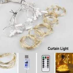 Tenda Luminosa LITZEE, Lucine Per Finestre 300 LED 3m × 3m, 8 Modalità Di Illuminazione, Atmosfera Per Decorazioni Natalizie, Matrimoni, Compleanni, Balcone, Terrazza, Camera Da Letto [Classe Energeti -Armonia Decor 33378783 2