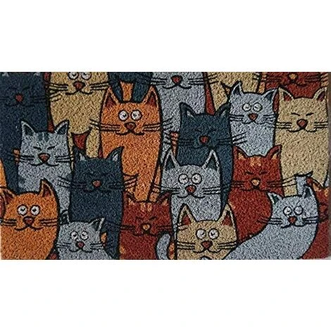 Baroni Home Zerbino Da Esterno In Cocco Con Base In PVC Dipinto A Mano Raffigurante 70X40X2 Cm. Facile Da Pulire E Ultraresistente Colonia Di Gatti 3 Baroni Home Zerbino Da Esterno In Cocco Con Base In PVC Dipinto A Mano Raffigurante 70X40X2 Cm. Facile Da Pulire E Ultraresistente Colonia Di Gatti