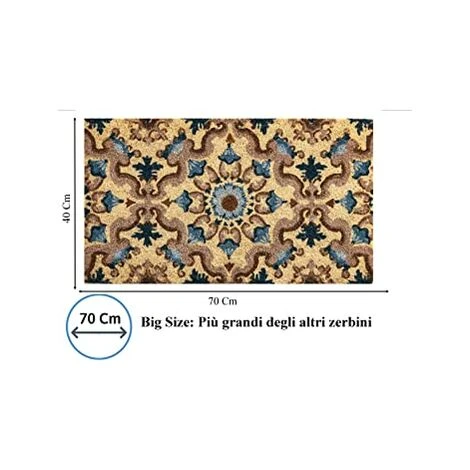 Baroni Home Zerbino Da Esterno In Cocco Con Base In PVC Dipinto A Mano Raffigurante 70X40X2 Cm. Facile Da Pulire E Ultraresistente Maioliche Blu E Verdi 6 Baroni Home Zerbino Da Esterno In Cocco Con Base In PVC Dipinto A Mano Raffigurante 70X40X2 Cm. Facile Da Pulire E Ultraresistente Maioliche Blu E Verdi - immagine 4