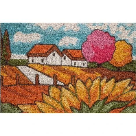 Baroni Home Zerbino Da Esterno In Cocco Con Base In PVC Dipinto A Mano Raffigurante 60X40X2 Cm. Facile Da Pulire E Ultraresistente Paesaggio Campagna 3 Baroni Home Zerbino Da Esterno In Cocco Con Base In PVC Dipinto A Mano Raffigurante 60X40X2 Cm. Facile Da Pulire E Ultraresistente Paesaggio Campagna