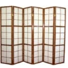Paravento Giapponese Shoji In Legno Marrone Scuro Di 6 Pannelli