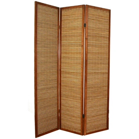 Paravento In Legno Marrone Bambù Di 3 Pannelli 3 Paravento In Legno Marrone Bambù Di 3 Pannelli