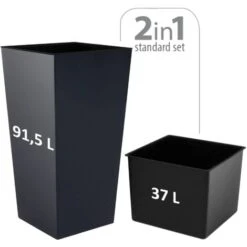 Prosperplast Urbi Vaso Di Fiori Alta 91,5 Litri, Plastica, 40 X 40 X 75 Cm In Colore Antracite -Armonia Decor 33969637 2