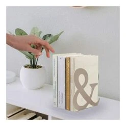 Baroni Home Fermalibri. Fermalibri Per Mensola. Ferma Libri Per Ufficio. Scuola. Camera. Salotto. Soggiorno Lettera &. Colore Tortora. Misura 11X6X12 Cm. 2 Pezzi -Armonia Decor 33979297 3