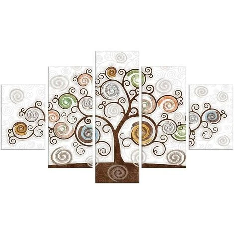 VOGUE TREE WHITE QUADRO MODERNO 5 PEZZI IN LEGNO 66 X 115 CM 3 VOGUE TREE WHITE QUADRO MODERNO 5 PEZZI IN LEGNO 66 X 115 CM