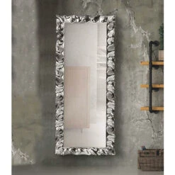 Specchio Moderno 170x70 Con Cornice Argento In Vetro