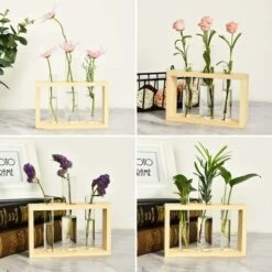 Provetta Per Fioriera Stazione Di Propagazione Delle Piante Provetta Per Terrario In Vetro Con Supporto In Legno Per La Propagazione Di Piante Idroponiche Decorazione Per Ufficio A Casa -Armonia Decor 34540810 4