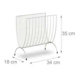 Relaxdays Portariviste Metallo Cesto Raccoglitore Per Riviste Da Terra Portagiornali HxLxP: 35 X 34 X 18 Cm Argento -Armonia Decor 34825813 3