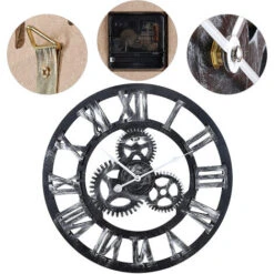 Orologio Da Parete Silenzioso Grande Orologio Industriale A Pendolo Al Quarzo Nero Per Soggiorno Camera Da Letto 45 Cm -Armonia Decor 35183899 4