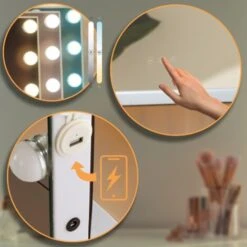 Specchio Per Trucco Con Luci Murrieta Bianco -Armonia Decor 35223582 4