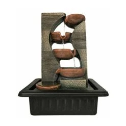 Dehner Fontana Da Interni A Forma Di Ghiaia Con Illuminazione A LED, Ca. 40 X 23 X 31 Cm, In Poliresina, Grigio/marrone