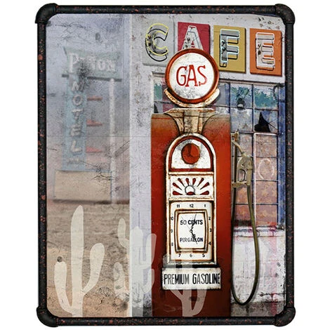 Quadro Vintage Canvas Su Tela Con Cornice Tubolare In Metallo 60x80cm Gasoline 4 Quadro Vintage Canvas Su Tela Con Cornice Tubolare In Metallo 60x80cm Gasoline - immagine 2