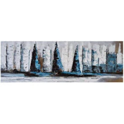 Quadro Mare Barche Dipinto A Mano Su Tela 140x45cm Sailing Along -Armonia Decor 35324015 2