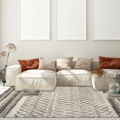 Tapete Estilo Berbere 80x150cm 65% Polipropilene, 35% Iuta Beige