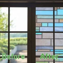 Pellicola Per Vetri Non Adesiva Anti-UV Pellicola Per Vetri 100% Privacy Pellicola Per Vetri Colorati Pellicola Elettrostatica Anti-sguardo Colore Piastrelle Per Ufficio Casa Bagno Camera Da Letto Cuc -Armonia Decor 35581737 3