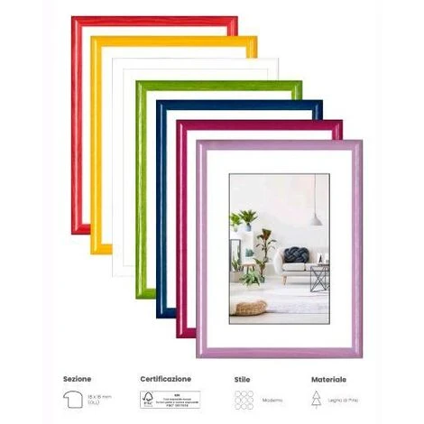 Cornice Foto Portafoto Da Tavolo Da Muro COLORS Legno Di Pino Colore BIANCO 13x18 Cm 13x18 Cm (Con Cavalletto) Colore Bianco 6 Cornice Foto Portafoto Da Tavolo Da Muro COLORS Legno Di Pino Colore BIANCO 13x18 Cm 13x18 Cm (Con Cavalletto) Colore Bianco - immagine 4