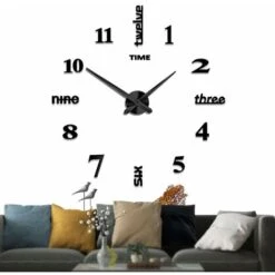 Orologio Da Parete 3D Fai-da-te Senza Cornice XXL Adesivi Per Specchi Muti Decorazione Scolastica Per Ufficio A Casa (2 Anni Di Garanzia) (Nero-14)