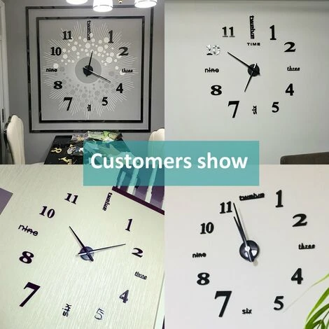 Orologio Da Parete 3D Fai-da-te Senza Cornice XXL Adesivi Per Specchi Muti Decorazione Scolastica Per Ufficio A Casa (2 Anni Di Garanzia) (Nero-14) 5 Orologio Da Parete 3D Fai-da-te Senza Cornice XXL Adesivi Per Specchi Muti Decorazione Scolastica Per Ufficio A Casa (2 Anni Di Garanzia) (Nero-14) - immagine 3