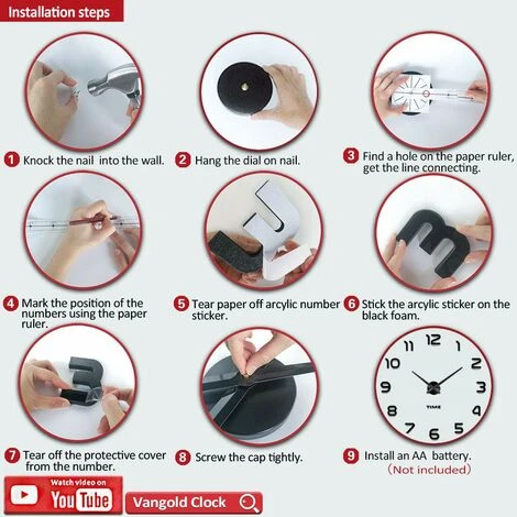 Orologio Da Parete 3D Fai-da-te Senza Cornice XXL Adesivi Per Specchi Muti Decorazione Scolastica Per Ufficio A Casa (2 Anni Di Garanzia) (Nero-14) 7 Orologio Da Parete 3D Fai-da-te Senza Cornice XXL Adesivi Per Specchi Muti Decorazione Scolastica Per Ufficio A Casa (2 Anni Di Garanzia) (Nero-14) - immagine 5