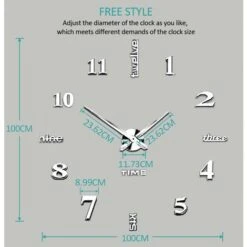 Orologio Da Parete 3D Fai-da-te Senza Cornice XXL Adesivi Per Specchi Muti Decorazione Scolastica Per Ufficio A Casa (2 Anni Di Garanzia) (Argento-14) -Armonia Decor 36248287 5