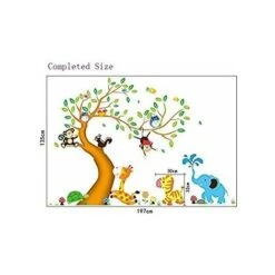 SOEKAVIA Felice Albero Animale Dei Cartoni Animati Con Adesivi Murali Gufo Scimmia Zebra Giraffa, Decalcomanie Murali Rimovibili Vivaio, 60 90 Cm -Armonia Decor 36373175 3