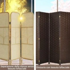 COSTWAY Paravento Da Interno A 4 Pannelli, Separé Divisorio Interno Pieghevole, Pannelli Divisori Per Interni Con Struttura Solida In Legno Per Camera Da Letto, Ufficio E Hotel, 180 X 186 Cm -Armonia Decor 36591381 4