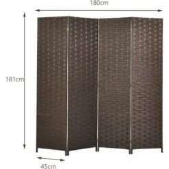COSTWAY Paravento Da Interno A 4 Pannelli, Separé Divisorio Interno Pieghevole, Pannelli Divisori Per Interni Con Struttura Solida In Legno Per Camera Da Letto, Ufficio E Hotel, 180 X 186 Cm -Armonia Decor 36591381 5