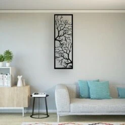 Decorazione In Metallo Albero - Natura - Wall Art, Muro - Da Soggiorno, Camera - Nero In Metallo, 40 X 0,15 X 115 Cm -Armonia Decor 36605465 2